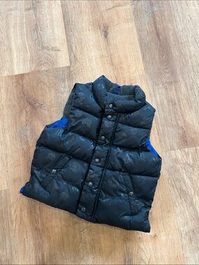 Fleece lined Baby Gap Black Puffer Vest with Subtle Skull Print